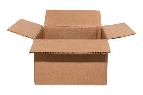 Empty open cardboard box on a white background. Package. Isolate paper boxes 스톡 사진