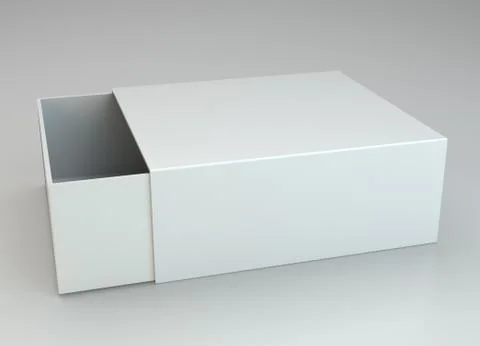 Empty open cardboard on gray background Illustrazione stock