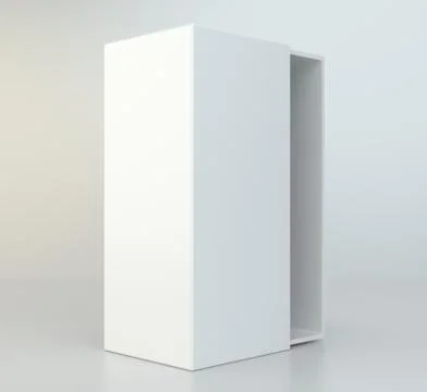 Empty open cardboard on gray background Stock Illustration