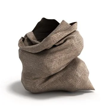 Empty open cloth bag front 3d illustration isolated on white Stock Illustration