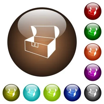 Empty open coffer color glass buttons Stock Illustration