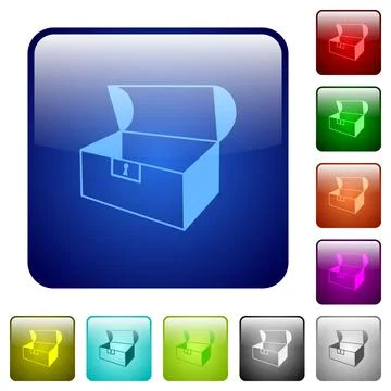 Empty open coffer color square buttons Stock Illustration