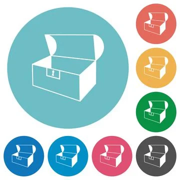 Empty open coffer flat round icons Stock Illustration