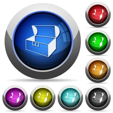 Empty open coffer round glossy buttons Stock Illustration
