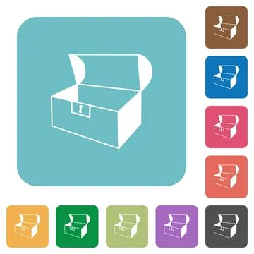 Empty open coffer rounded square flat icons Stock Illustration