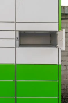 Empty open compartment in parcel locker terminal 写真素材