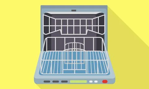 Empty open dishwasher icon, flat style Stock Illustration