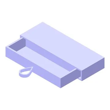 Empty open drawer isometric view showing inside compartment Stock Illustration