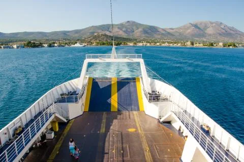 Empty open ferryboat .Greece Stock Photos