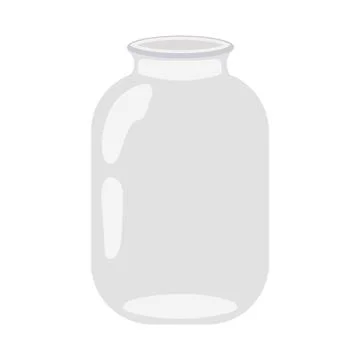 An empty open glass jar, isolated on a white background. Vector illustration. Stock Illustration