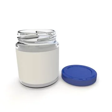 Empty open jar with the label for baby food, purees, cereals, jams and other  Stock Illustration