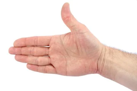 Empty open man hand on white background Stock Photos
