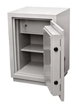 Empty open metal safe isolated on white background empty open metal safe i... Stock Photos