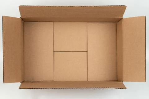 Empty open packing paper box above view Stock Photos