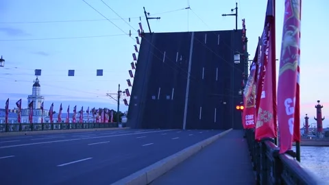 Empty open Palace bascule bridge Video stock 248719451