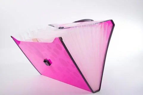 Empty open pink expandable document holder folder Stock Photos