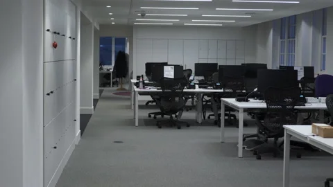 Empty Open Plan Office Floor During Lock... | Stock Video | Pond5