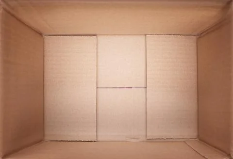 Empty open rectangular cardboard box close up. 库存照片