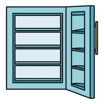 Empty open refrigerator and freezer icon illustration Illustrazione stock
