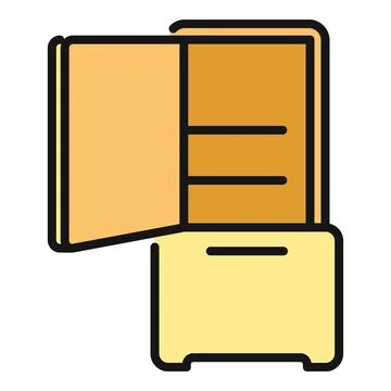 Empty open refrigerator with freezer drawer icon 스톡 일러스트