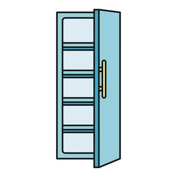 Empty open refrigerator or freezer unit storage Stockillustratie