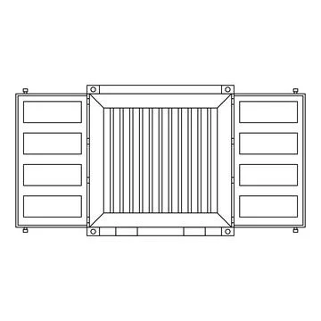 Empty Open Shipping Container Outline Icon Illustration on White Background Stock Illustration