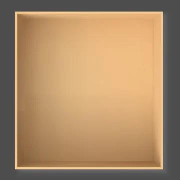 Empty open square cardboard gift box with an open lid, top view. Stock Illustration
