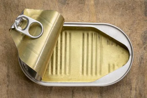 Empty open tin can Stock Photos