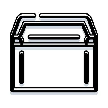 Empty open toolbox storage container black line icon Illustrazione stock
