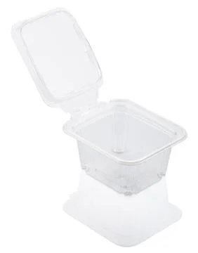 Empty open transparent plastic food container Stock Photos