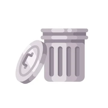 Empty open trash can flat illustration. Garbage bin icon Illustrazione stock