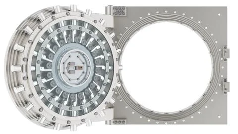 Empty opened bank vault door, 3D rendering Stock Illustration