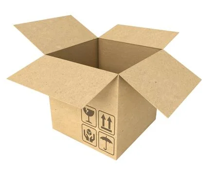 Empty opened cardboard box Stock Illustration