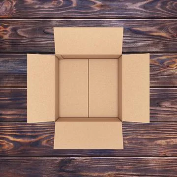 Empty Opened Cardboard Box Top View. 3d Rendering Stock Illustration