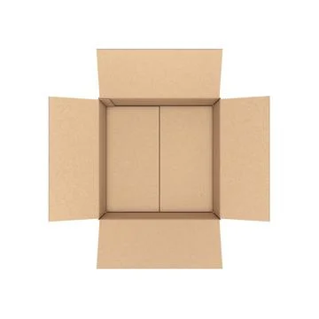 Empty Opened Cardboard Box Top View. 3d Rendering 库存插图