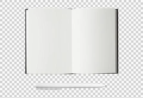 Empty Opened Notebook closeup on a transparent background. Top view Stock Photos