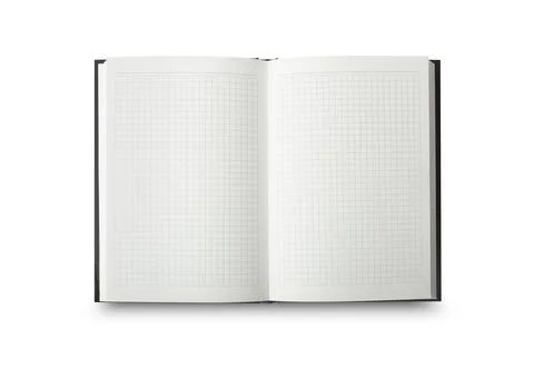 Empty Opened Notebook closeup on white background. Stock Photos