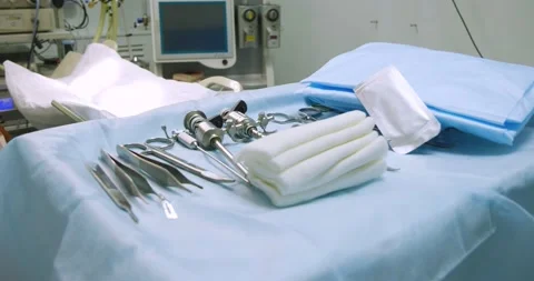 An empty operating room is prepared for the operation. In the veterinary clinic Stock Footage 220363823