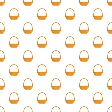Empty orange basket seamless pattern on white background Stock Illustration