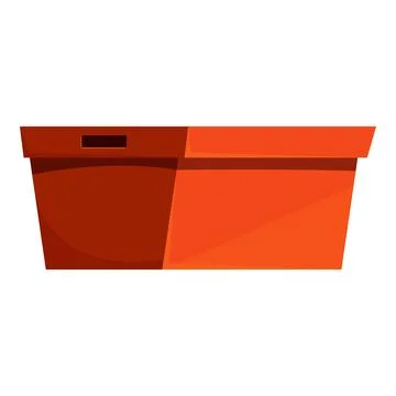 Empty orange cardboard box with handle opening for easy carrying Stock Illustration