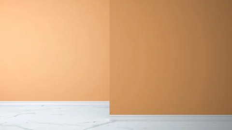 Empty orange interior with marble floor with foreground wall, concept archite Stock Illustration