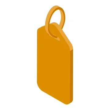 Empty orange label hanging with string in isometric view 스톡 일러스트