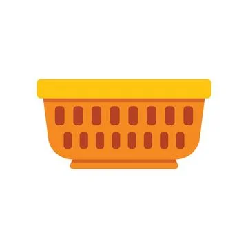 Empty orange laundry basket with yellow lid side view Stock Illustration