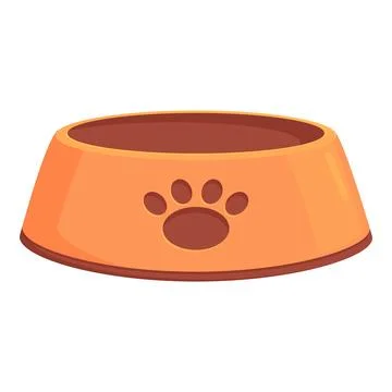 Empty orange pet bowl sitting on the ground Stock Illustration