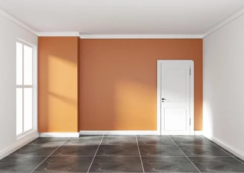 Empty orange room interior design 3d rendering Stock Illustration