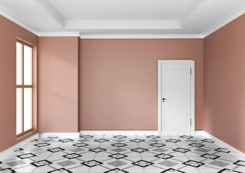 Empty orange room interior design 3d rendering Stock Illustration