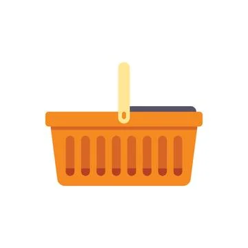 Empty orange shopping basket with vertical handle on white background Illustration