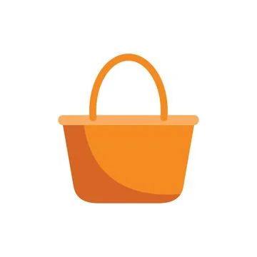 Empty orange shopping or picnic basket with handle on white background Illustration
