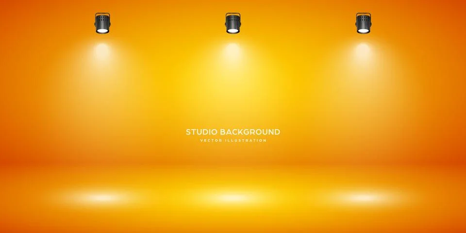 Empty orange studio abstract background with spotlight effect. Product showcase 스톡 일러스트