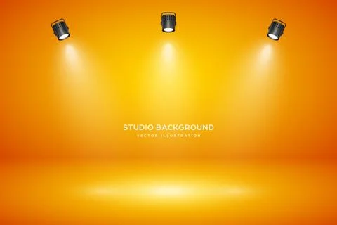 Empty orange studio abstract background with spotlight effect. Product showcase Stock Illustration